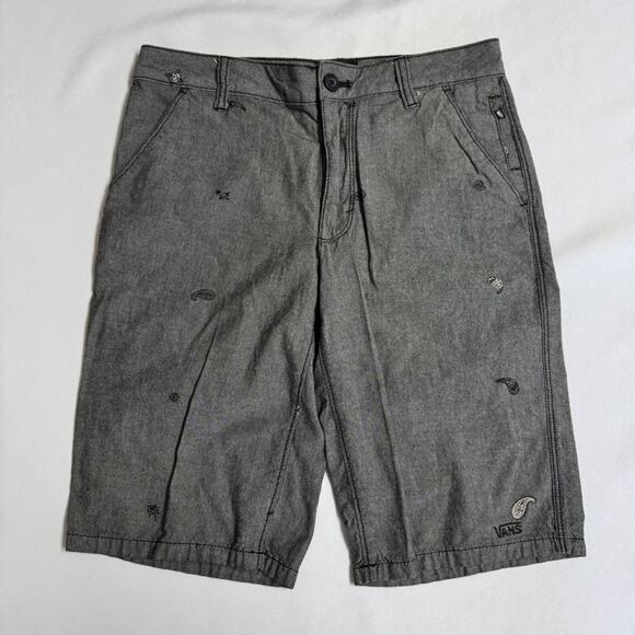 VANS Chino Flat Front Shorts Boys Size 14 Dark Gray with Paisley Print - Picture 1 of 8